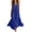 Blue, variant on Women's Split V Neck Sleeveless Maxi Linen Dress Dual Side Patch Pockets Dual Tier Ruffle Hem Loose Flow Fit Casual Resort Cover Up Dress