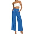 thumbnail image 5 of akafmk Womens High Waist Wide Leg Dress Pants Button Front Pleated Business Casual Pants Stretch Cropped Office Teacher Pants, Size XXL, 5 of 8