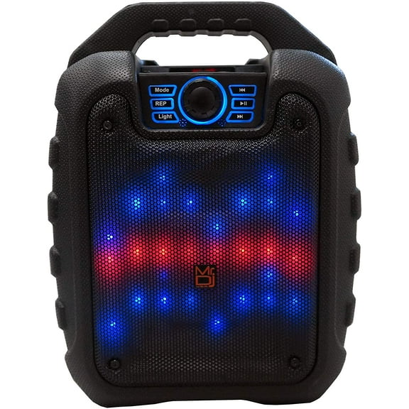 Mr. Dj Disco Bluetooth SpeakerWireless Portable Bluetooth Speaker Karaoke Machine with Sound Activated Lights, Battery Powered, FM Radio, USB/Micro SD Card, & LED Party Light