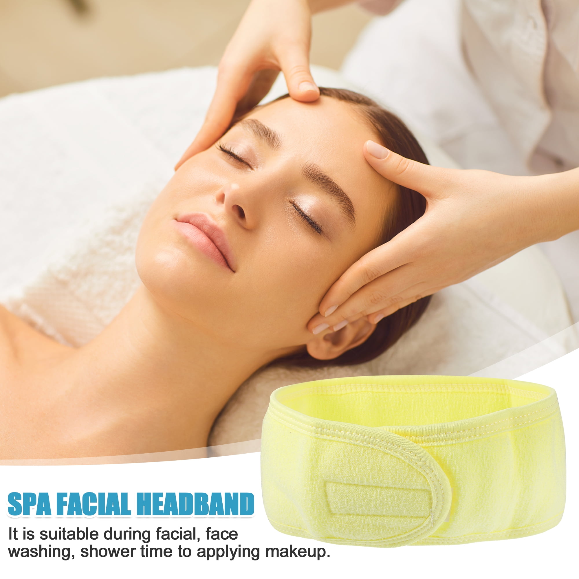 Unique Bargains 4 Pcs Spa Headband for Face Washing and Bathing Yellow