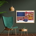 thumbnail image 2 of Sports Wall Art with Frame, USA American Flag and Baseball Equipment Championship Tournament Inspired Art, Printed Fabric Poster for Bathroom Living Room, 35" x 23", Multicolor, by Ambesonne, 2 of 2