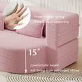 thumbnail image 4 of Convertible Futon Sofa Bed,Modern Floor Sofa with 2 Pillows,Teddy Fabric Foam-Filled Sleeper Sofa Bed,15" Full Size Folding Mattress for Living Room,Guest Bed,Playroom,Pink, 4 of 9
