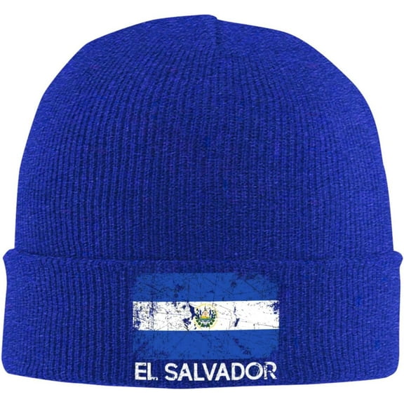 Salvadoran Flag Vintage Made in El Salvador Gift Beanie Hat Men Winter Hat Women Knit Hat Skull Cap Knitted Hat Black