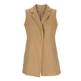 thumbnail image 2 of Women's Wool Blend Coat Sleeveless Vest Blazers Jacket Double Breasted Dressy Casual Clothes for Women Outerwear (XL, Khaki), 2 of 7