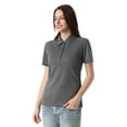 thumbnail image 5 of Zfeel Oceanside Heather Polo for Women, Short Sleeve Collared Classic Polo Shirt, Black Heather, S, 5 of 6