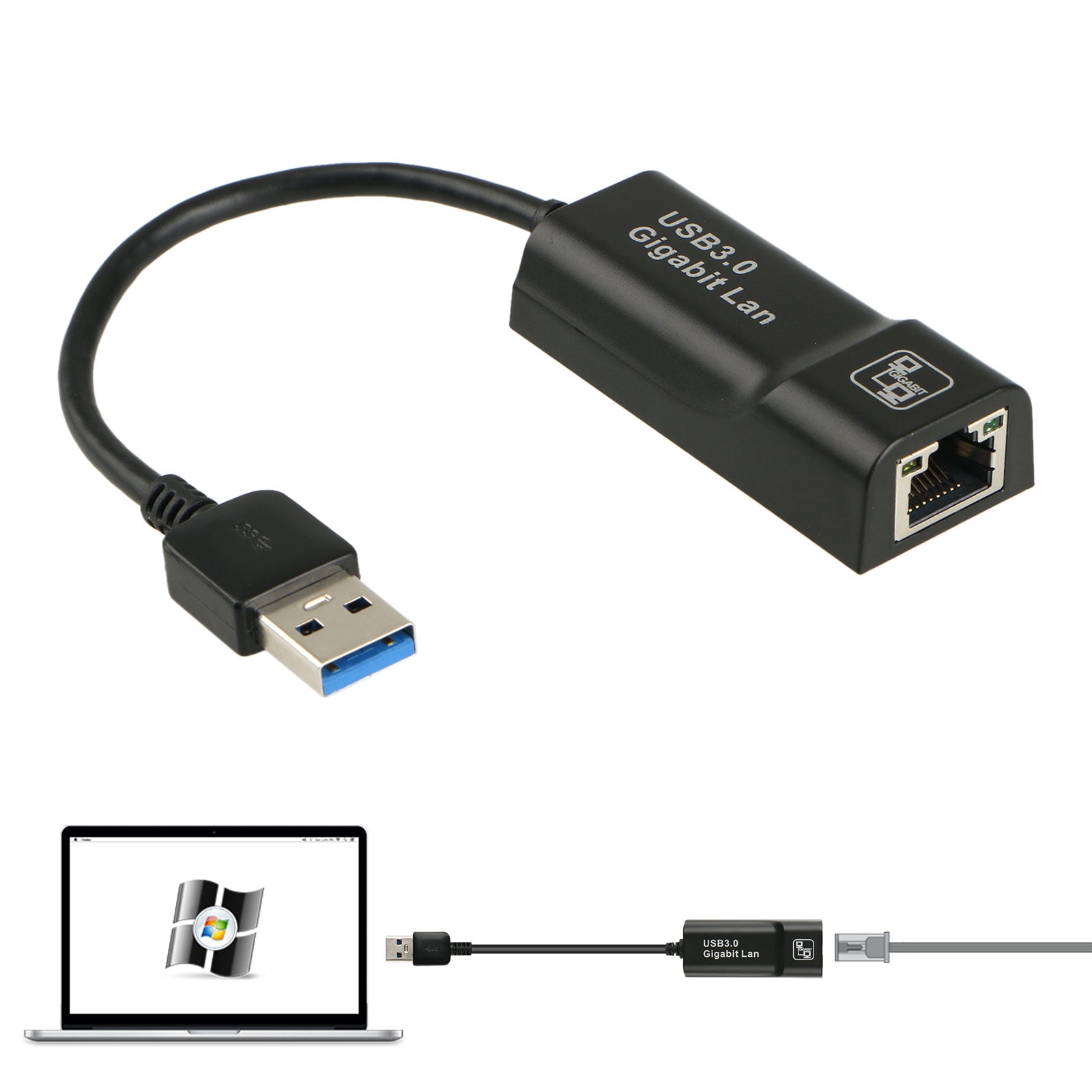 LAN Cable 2 PCS USB3.0 Gigabit Network Card Laptop External Wired USB to RJ45 Network Cable Interface Ethernet Cables 