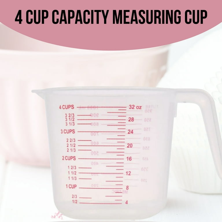 Large 4-Cup Capacity Clear Plastic Measuring Cups  Measuring cups, Baking measuring  cups, Measuring cups set