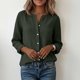thumbnail image 5 of Craaazy Women's Casual V-Neck Blouse, Solid Color Long Sleeve Button Down Shirt, Loose Fit Comfy Tops for Daily Wear Gifts, 5 of 9