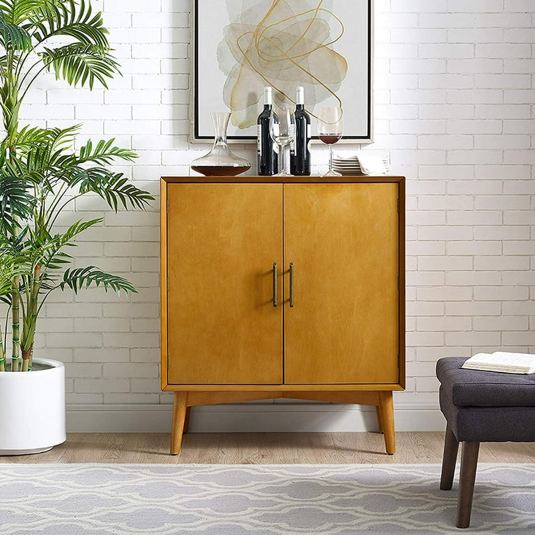 Crosley Furniture Landon Wood 2 Door Bar Cabinet in Warm Acorn Brown