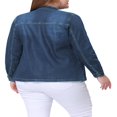 thumbnail image 3 of Agnes Orinda Women‘s Plus Size Fall Outfits Drawstring Waist Zipper Denim Jacket, 3 of 6
