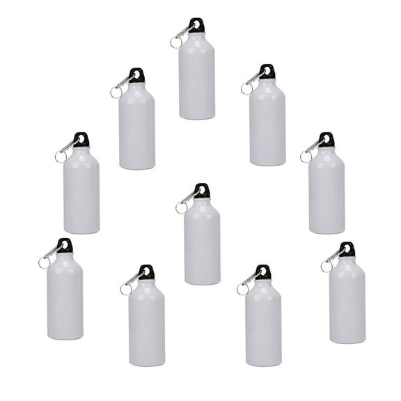 INTBUYING 10pcs 600ml Aluminium Water Bottle with Safe Lock White