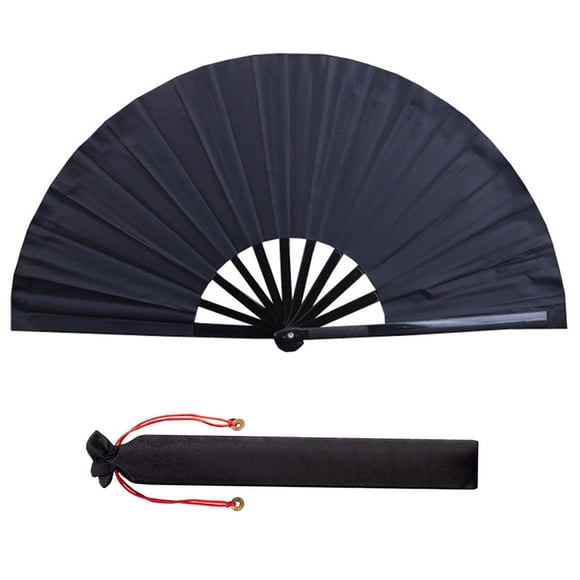 1 Set Portable Folding Fans Handheld Fans Practical Stage Performance Fans Chinese Kongfu Fan for Decoration Gifts (Black)