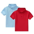 thumbnail image 2 of Boys 2PC Lapel Polo Shirt Short Sleeved Round Neck Summer Casual Solid Color Shirt for Boys 1-12Y, 2 of 6