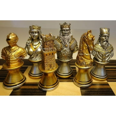 Medieval Times CRUSADE Busts chess men set Gold Silver Color - No Board