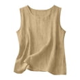 thumbnail image 7 of Aihuaihua Dressy Tank Tops for Girl Linen Gauze Shirts Sleeveless Crewneck Summer Beach Tunic Top Loose Fit Lightweight Casual Blouses Khaki 3-4 Years, 7 of 7