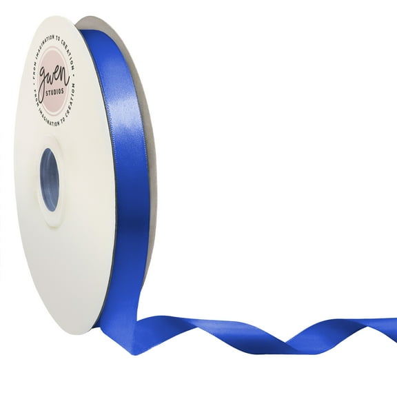 Royal Blue Single Face Satin Ribbon, 5/8" x 100 Yards by Gwen Studios