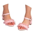 thumbnail image 3 of newwalpole Girls Sandals Flower Low Heels Open Toe Summer Dress Shoes for Toddler Little Big Kid Pink for Size 1, 3 of 9