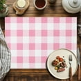 thumbnail image 3 of Placemats Set of 4, Pink Buffalo Plaid Placemats Set of 4, Spring Watercolor Check Stripe Tablemats Placemat Table Decoration for Kitchen Table Dinner Party Home Decor Indoor Outdoor 13x19 Inch, 3 of 8