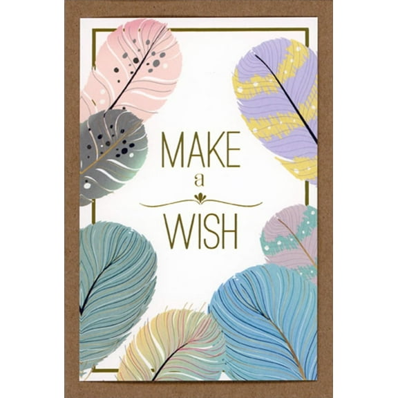 Pictura Make A Wish : Feather Border 3D Hand Decorated Birthday Card