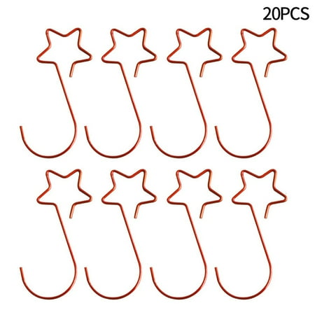 

20PCS Star Shaped Metal Christmas Ornament Hook Christmas Wreath Hook Red