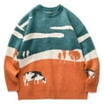 thumbnail image 4 of Chandail de Noël pour Femmes Imprimé Cardigan Chaud Tricoté à Torsades Mode Chandail Mi-Long Fermeture Vêtement Décontracté en Tricot Col Rond Blouse, 4 of 7