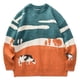 thumbnail image 4 of Gibobby Suéter de Punto Chicas Pareja de tendencias Color que coincide con Casual Guapo Cuello Round All Sweater (Anaranjado, M), 4 of 5