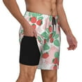 thumbnail image 3 of Balery Strawberry Mens Swim Trunks Swim Shorts for Men Quick Dry Inseam Beach Shorts with Compression Liner Pocket-3X-Large, 3 of 9