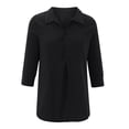 thumbnail image 4 of Moda Mujer Causal Blusa sólida Camiseta de manga 3/4 Botón de otoño Tops Sweartshirt Fridja  czfsfas1236, 4 of 8