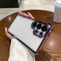 Transparent Case for Samsung Galaxy S22 Ultra Clear Case [Not-Yellowing], Luxury Plating Case with Camera Protection Reinforced Corners Full-Body Shockproof Cover,Darkpurple