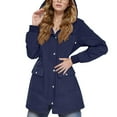 thumbnail image 5 of YDFCWXW Long Rain Coat for Women Packable Rain Jacket Womens Waterproof Raincoat Lightweight Hooded Windbreaker Trench Coat Navy, XXL, 5 of 9