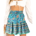 thumbnail image 1 of Femmes Été Mignon Taille Haute Jupe Volants Imprimé Floral Swing Plage M., 1 of 8