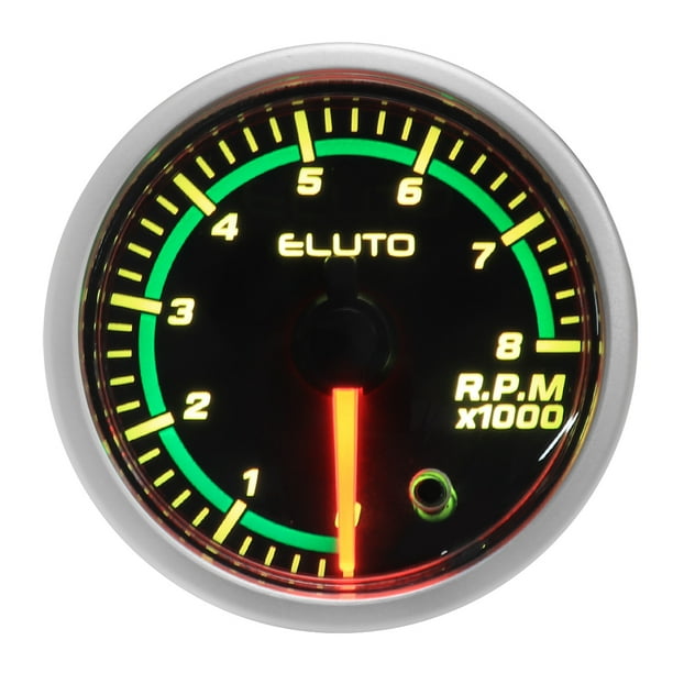 ELUTO 2 52mm Car RPM Tachometer Tacho Gauge Meter 0-8000RPM 7 Colors LED  Display 