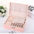 thumbnail image 7 of Gogcaro Large Jewelry Box Organizer for Women Girls, 2 Layer Jewelry Storage Case, PU Leather Display Jewellery Holder With Removable Tray for Necklace Earrings Rings Bracelets (Pink), 7 of 7