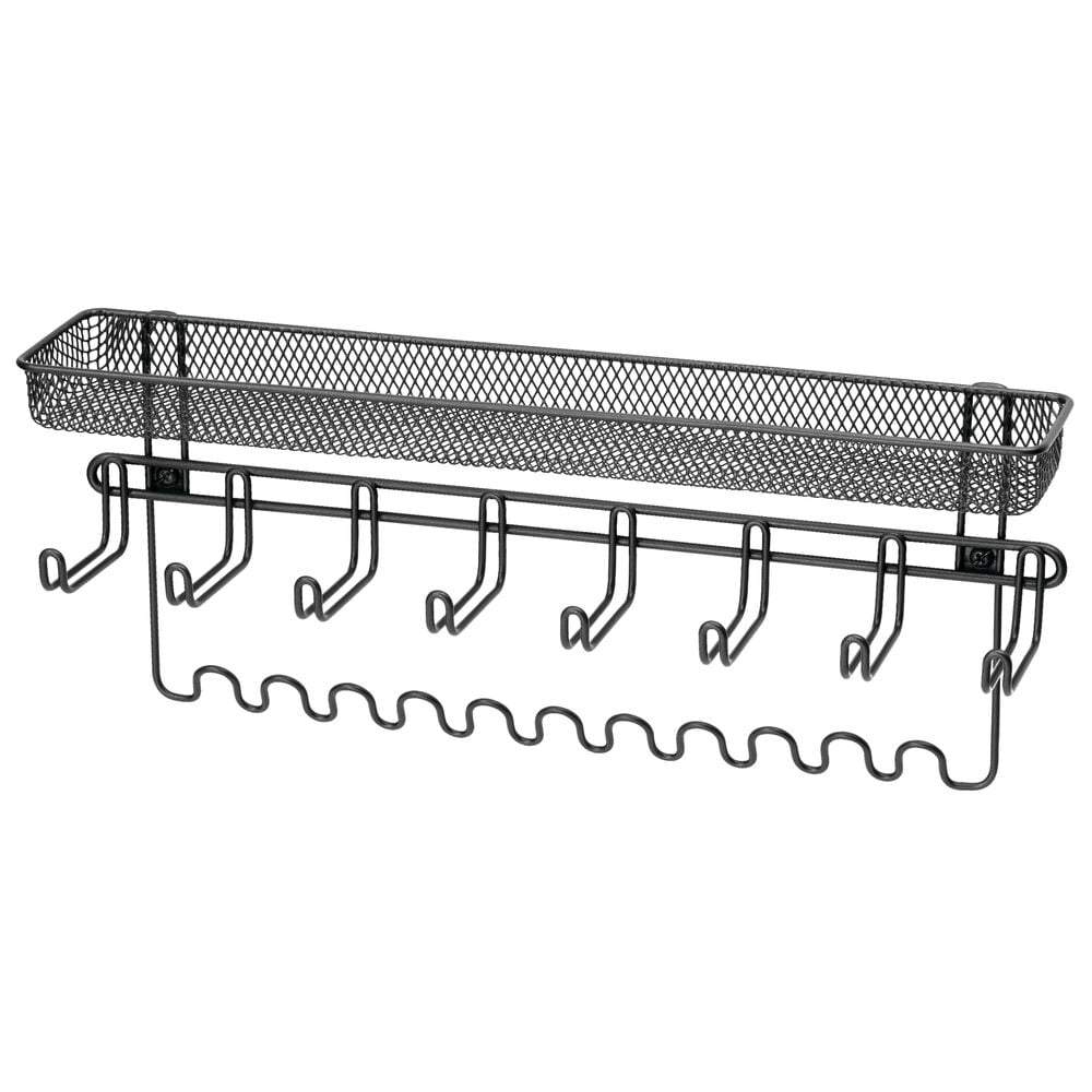 mDesign Steel Wall Mount Organizer Hanger Rack Holder with 8 Hooks and