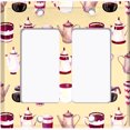 thumbnail image 2 of Metal Light Switch Wall Plate Outlet Cover (Coffee Mocha Espresso Tea Pot Kettle Maker Festive Cup Cream Pattern - Double Rocker), 2 of 2