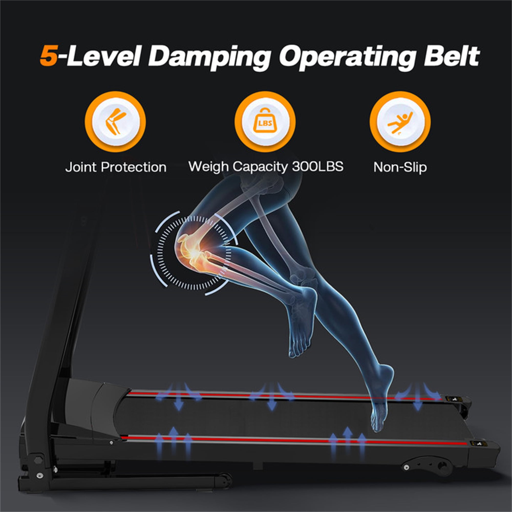 Aukfa Folding Treadmill with Incline, 300 lbs Capacity, 8.5 mph Max Speed, 3.0HP Running Machine for Home Office Workout