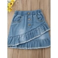 thumbnail image 2 of Licupiee Toddler Kids Girls Denim Mini Skirt Outfit Infant Baby Girl Ruffles Short Dress, 2 of 6