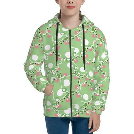 

Hoodies for Women cute frog green funny Long Sleeve Sweatshirt Drawstring Zip Up Hoodie with Pockets Teen Girl Clothes