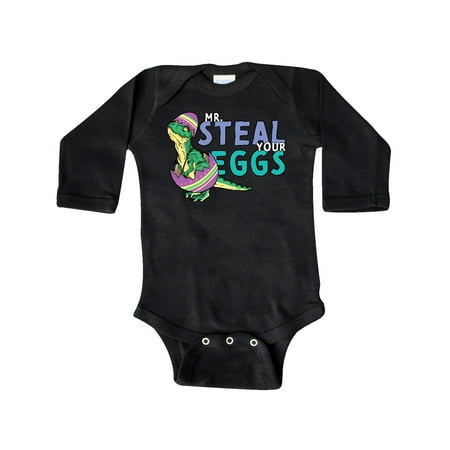 

Inktastic Easter Baby T-Rex disguised as Mr. Steal your Eggs Gift Baby Boy or Baby Girl Long Sleeve Bodysuit