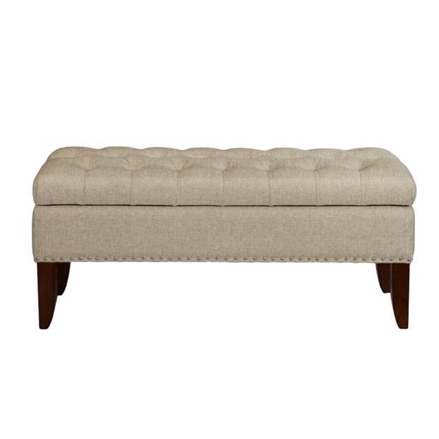 Beaumont Lane Banc de Rangement Touffeté en Crème Neutre