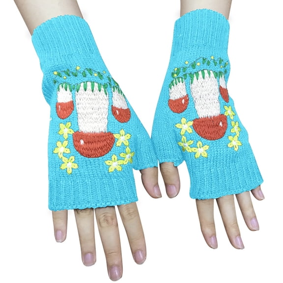 Daznico Winter Gloves, Winter Knitted Mittens with Embroidery Cozy Warm Lined for Cold Weather Outdoor Activities