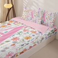 thumbnail image 3 of Homewish Girls Pink Flower Zipper Twin Comforter Sets with Fitted Sheet and 2 Pillowcases,Garden Floral Zipper Bedding Set,Personalized Initial A,Pink Reversible,4 Pieces, 3 of 7