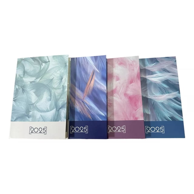 10 Pzs Agendas 2025 Diseño Plumas Colores 21x14.5cm Mayoreo