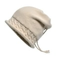 thumbnail image 1 of Adjustable Drawstring Hemming Twist Texture Knitting Hat Women Solid Color Riding Winter Beanie Hat, 1 of 10