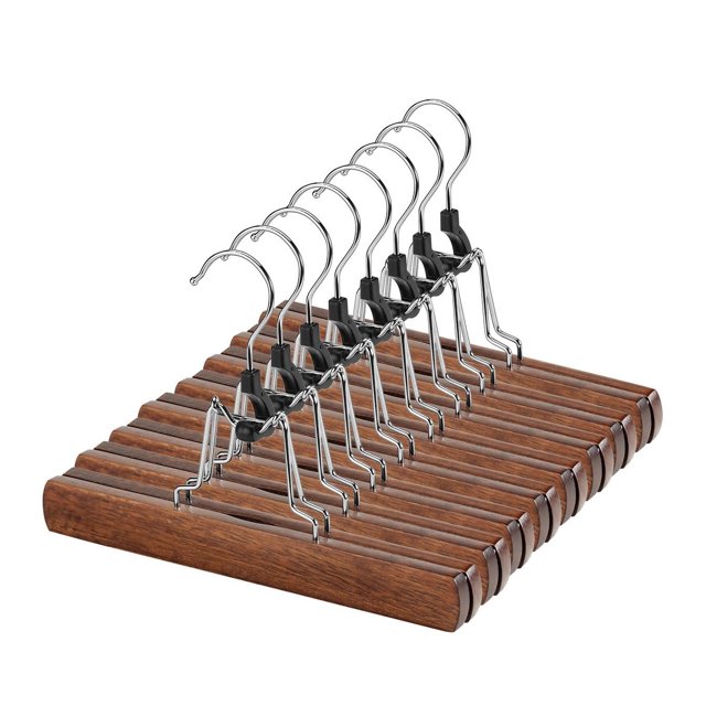 Perchas de madera AMKUFO para pantalones, 20 unidades, antideslizantes, color nogal