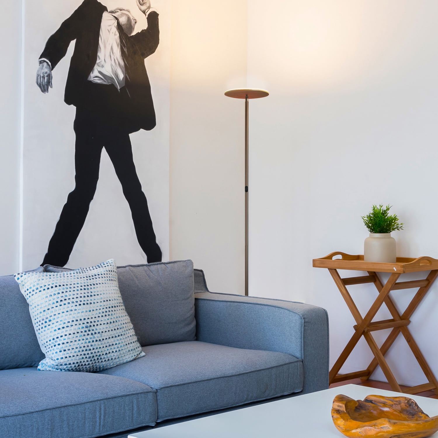 Brightech Brand Sky 30 Flux LED Torchiere Floor Lamp in Nickel Color