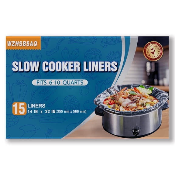 WZHSBSAQ Slow Cooker Liners, 14 x 22 inches, 15 pieces, Individually Folded, Extra large Disposable Cooking Bags, Fits 6–10 Quart Slow Cookers
