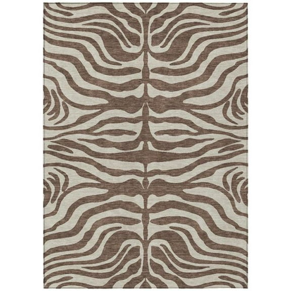 HomeRoots 600597 8 x 10 ft. Brown & Beige Animal Print Washable Indoor & Outdoor Rectangle Area Rug