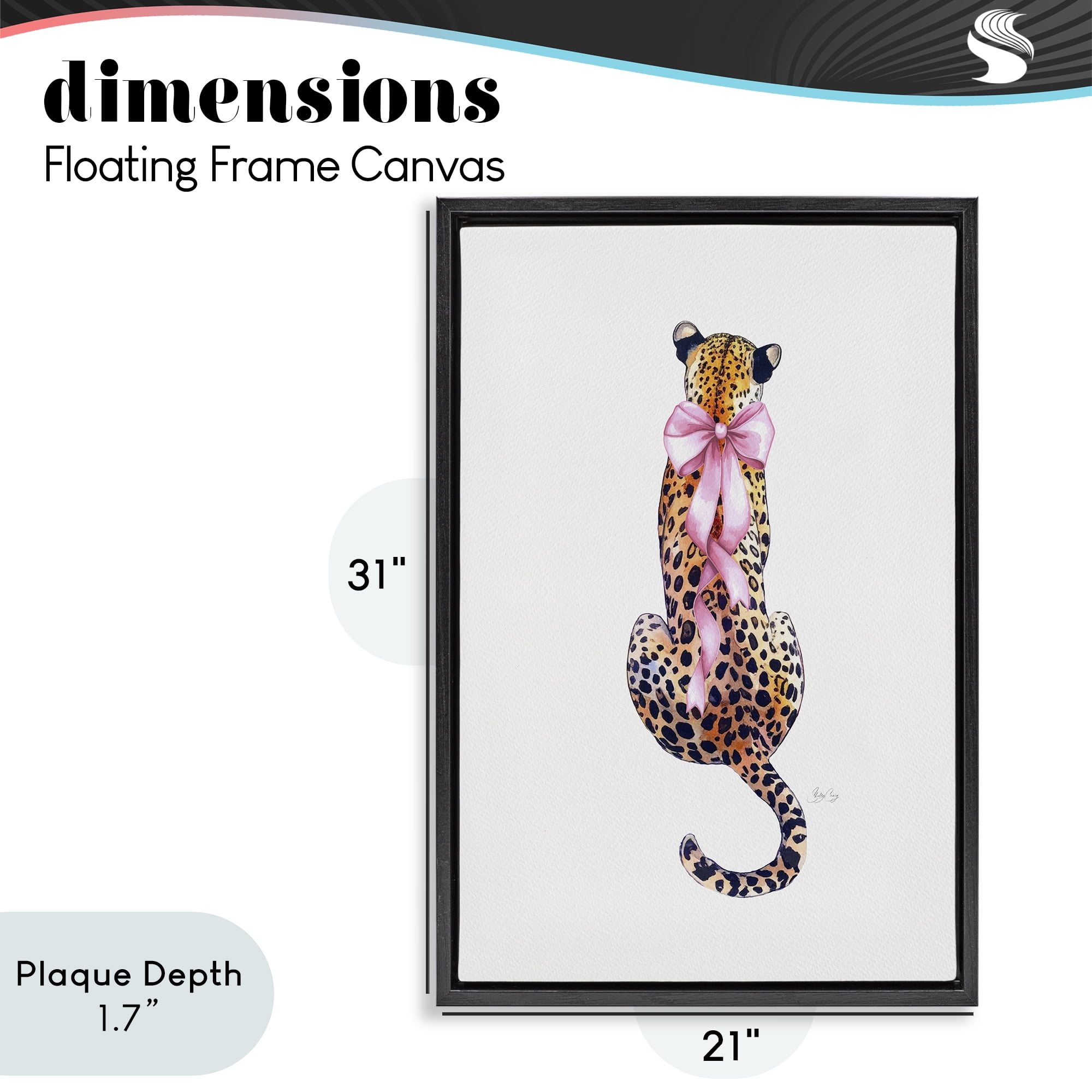 Stupell Industries Poised In Pink Cheetah Black Framed Floater Canvas Wall Art, design by Shelly Craig
