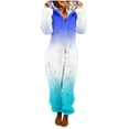 thumbnail image 2 of Xdegoge Adult Onesie Pajamas Womens Fleece Gradient Zip Up Fuzzy Pjs Loungewear Sleep Pajama One Piece Hooded Funny Jumpsuits Homewear, 2 of 6